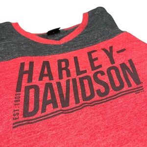 Harley-Davidson Women’s 3/4 Sleeve in Red and Charcoal